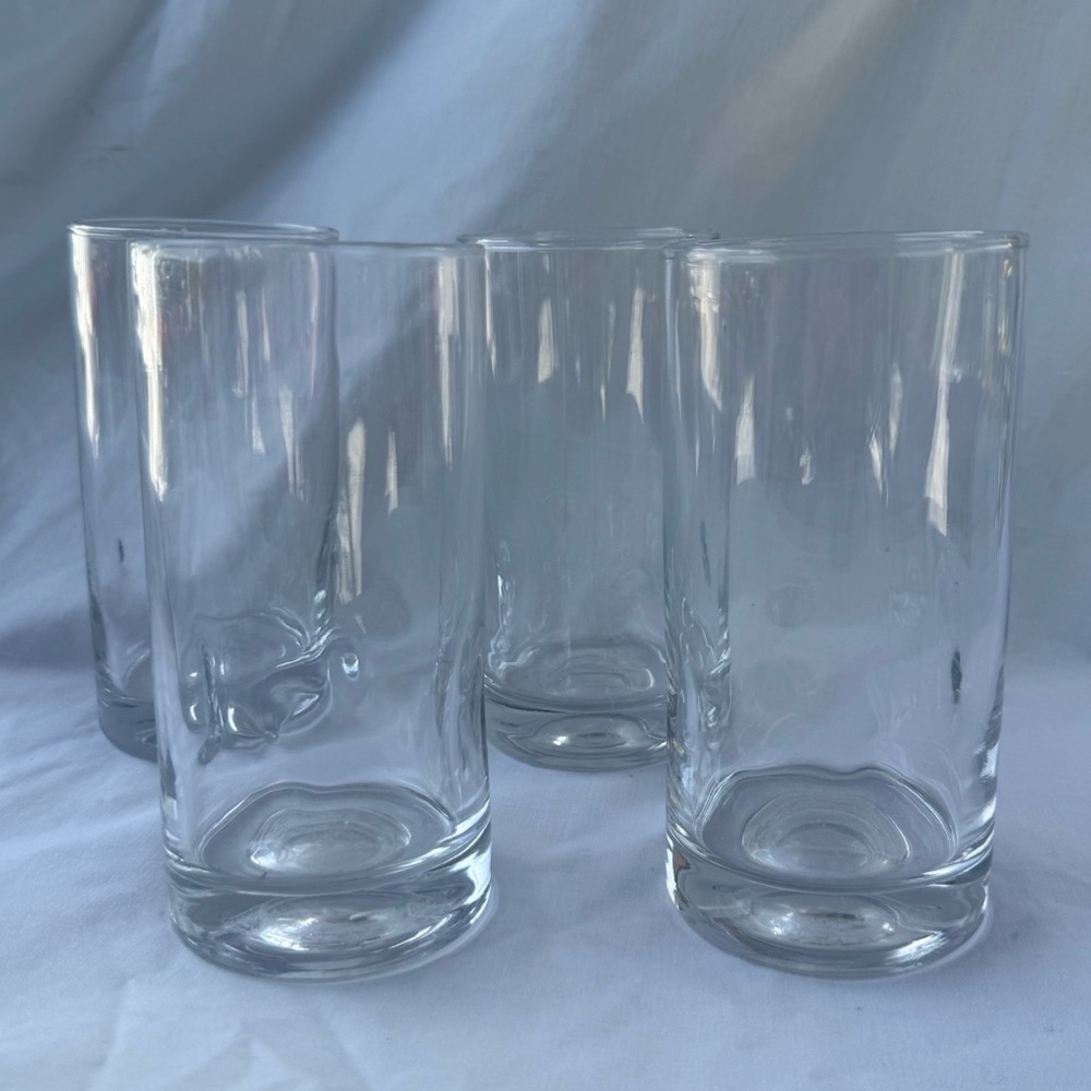 Clear Cylindrical Pinch Glasses or Dimple Glasses Highball Glass Set of 4